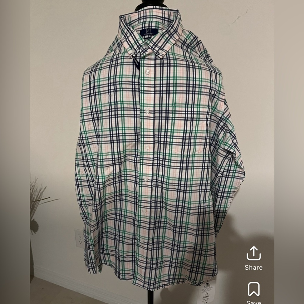 NWT large plaid button down shirt long sleeves ML+11